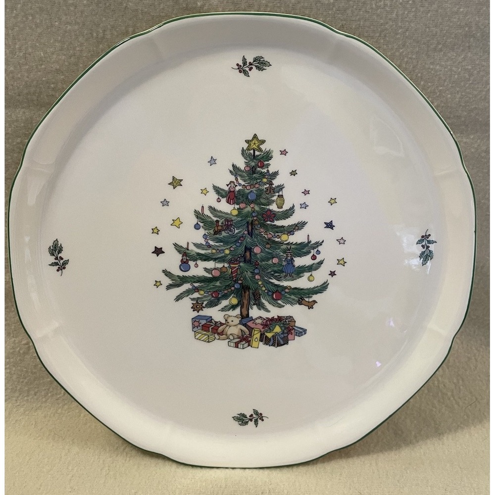 Nikko Porcelain Christmas Christmastime Round Serving Platter Cake Plate 11"